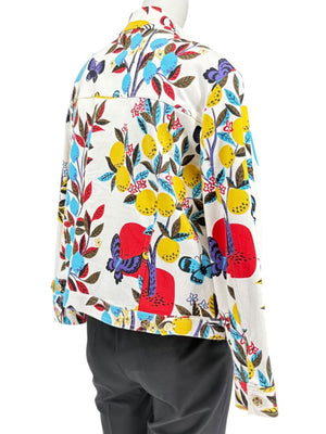 St. John Sport by Marie Gray Fruit & Butterfly Print T-Shirt &amp; Denim-Style Jacket Set – Size XL