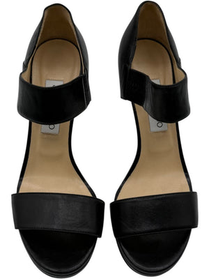 Jimmy Choo Black Leather High Heel Sandals - Size 39