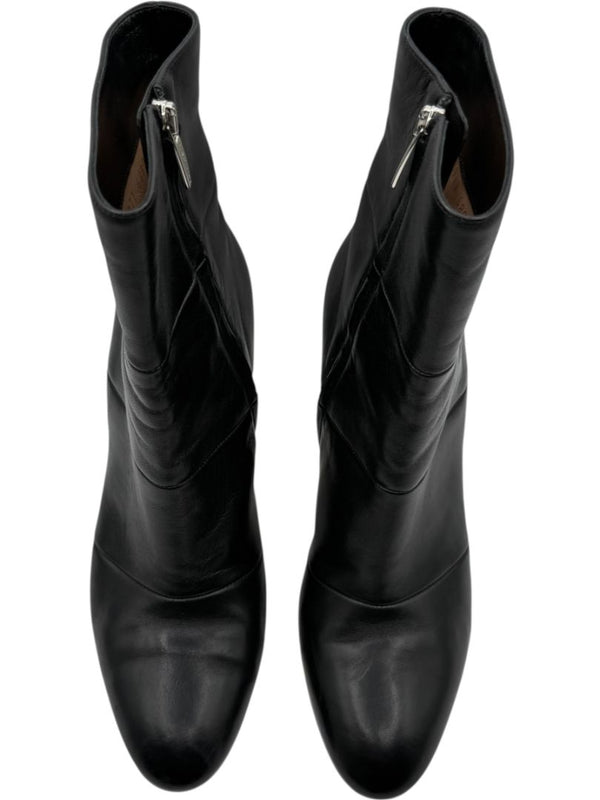 Gianvito Rossi Black Leather Block Heel Ankle Boots – Size 39.5