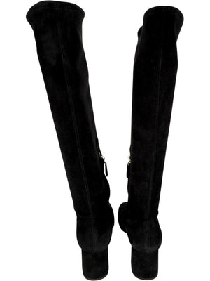 Prada Black Suede Block Heel Knee Boots – Size 39