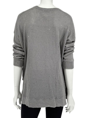Brunello Cucinelli Grey Linen & Silk Sequin Sweater – Size L