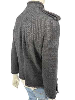 Chanel Women’s Black Textured Tweed Military-Inspired Jacket – Size 44