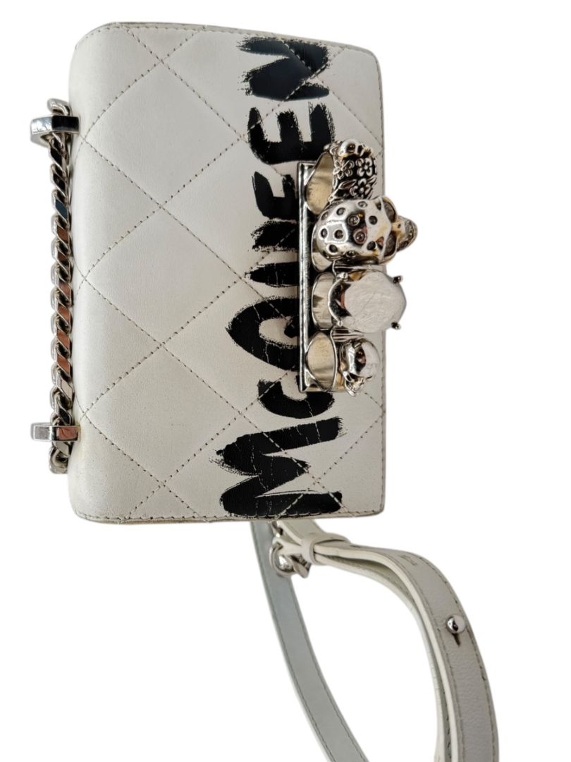 Alexander McQueen Women’s White Quilted Leather Graffiti Knuckle Mini Shoulder Bag