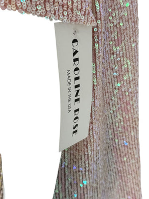 Caroline Rose Blush Sequin Knit Short-Sleeve Top – Size XL