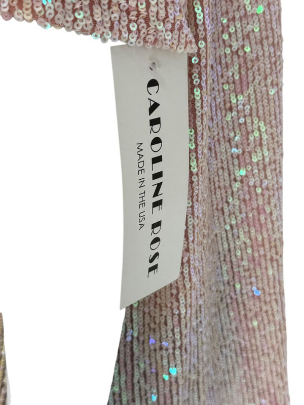 Caroline Rose Blush Sequin Knit Short-Sleeve Top – Size XL