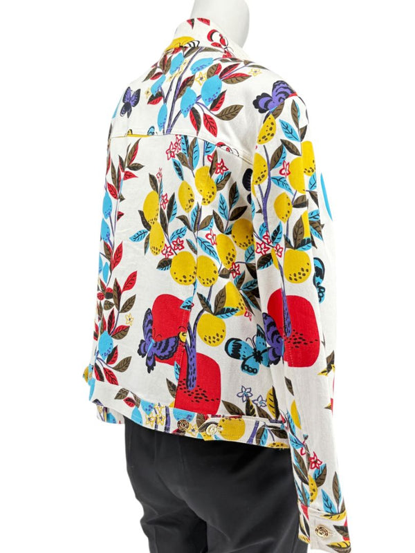 St. John Sport by Marie Gray Fruit & Butterfly Print T-Shirt &amp; Denim-Style Jacket Set – Size XL