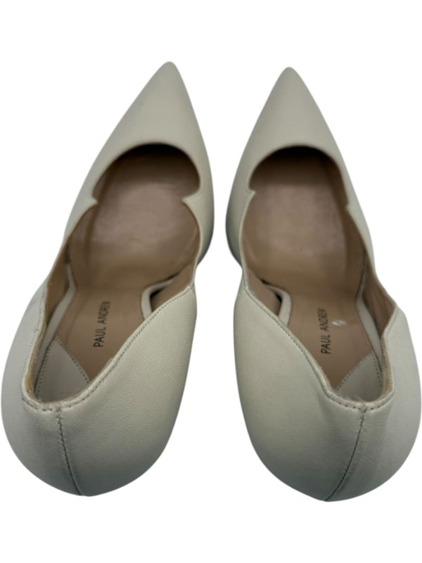 Paul Andrew Ivory Leather Scallop Pumps - Size 39