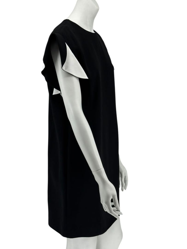 Givenchy Black & White Ruffle Sleeve Shift Dress - Size FR 40