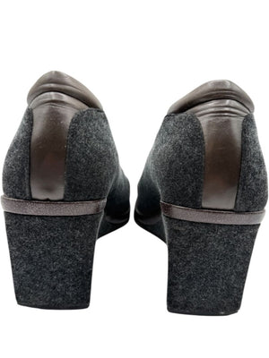 Donald J Pliner Grey Felt & Leather Wedge Pumps – Size 9.5