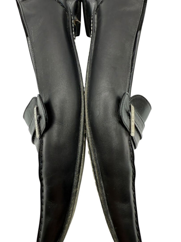 Chanel Black Leather Square-Toe Loafers – Size 41