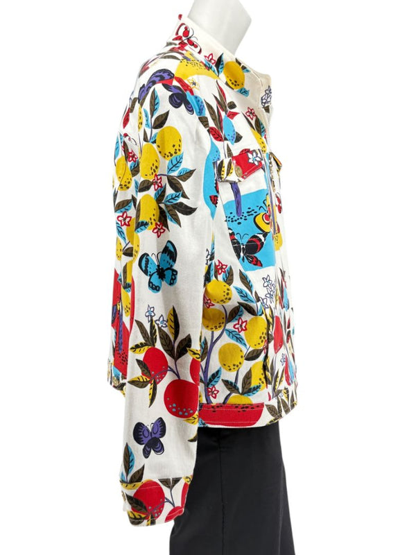 St. John Sport by Marie Gray Fruit & Butterfly Print T-Shirt &amp; Denim-Style Jacket Set – Size XL