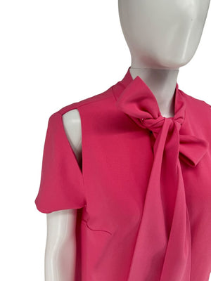 Pamella Roland Fuchsia Cold Shoulder Shift Dress – Large