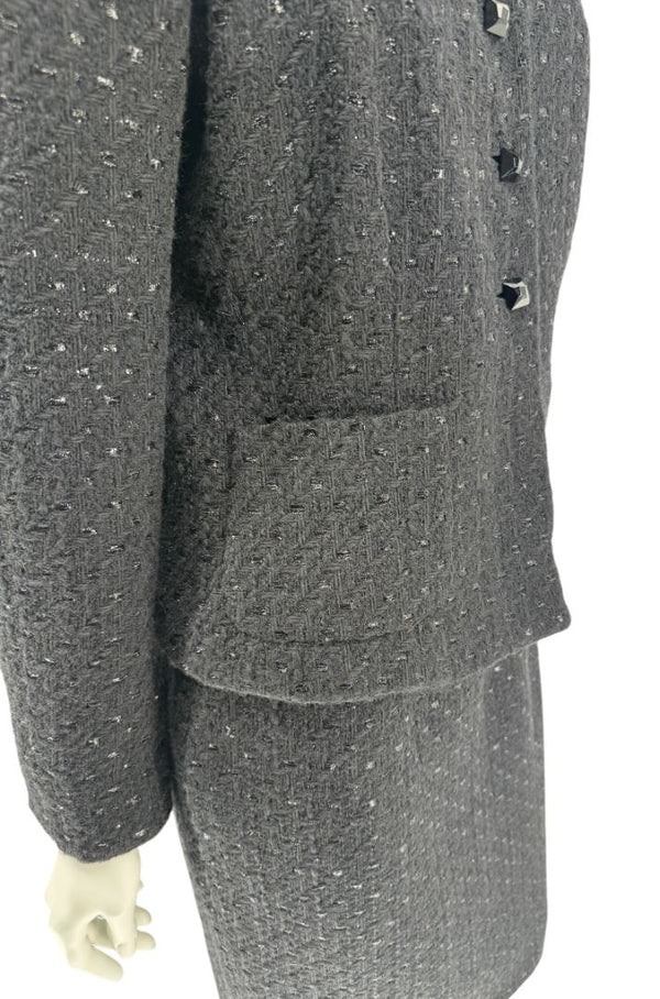 Les Copains Black Textured Wool Blend Skirt Suit – Size 10 (NWT)