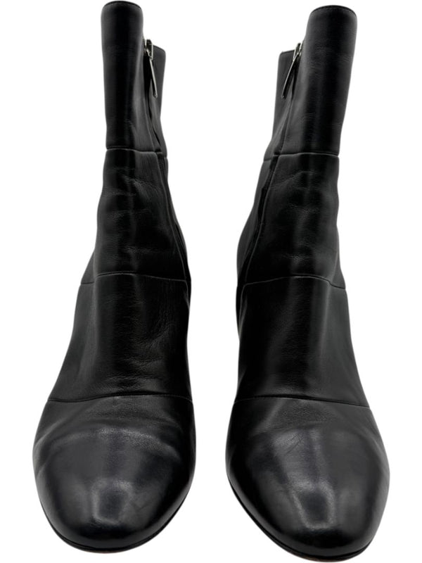 Gianvito Rossi Black Leather Block Heel Ankle Boots – Size 39.5