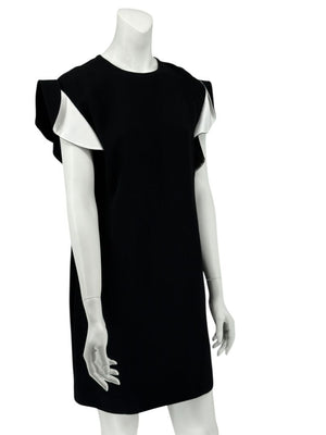 Givenchy Black & White Ruffle Sleeve Shift Dress - Size FR 40