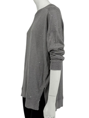 Brunello Cucinelli Grey Linen & Silk Sequin Sweater – Size L