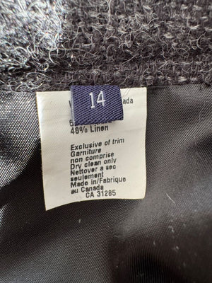 Ron Leal Charcoal Alpaca–Linen Pleated A-Line Skirt – Size 14