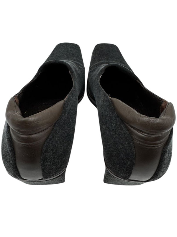 Donald J Pliner Grey Felt & Leather Wedge Pumps – Size 9.5