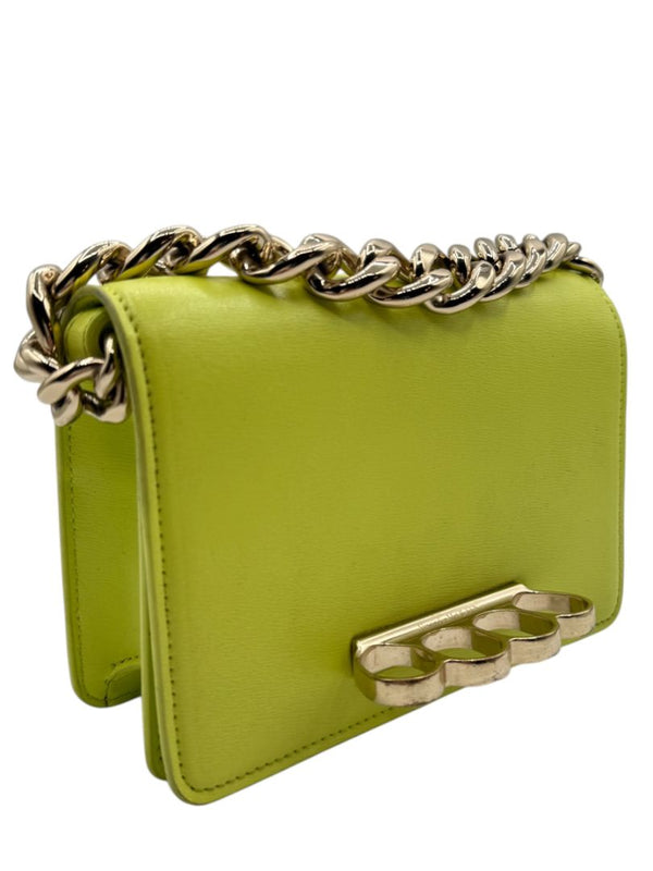 Alexander McQueen Women’s Lichen Green Leather Knuckle Mini Shoulder Bag