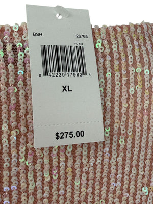 Caroline Rose Blush Sequin Knit Short-Sleeve Top – Size XL