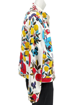 St. John Sport by Marie Gray Fruit & Butterfly Print T-Shirt &amp; Denim-Style Jacket Set – Size XL