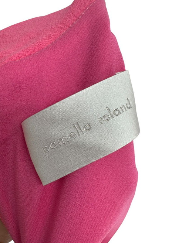 Pamella Roland Fuchsia Cold Shoulder Shift Dress – Large