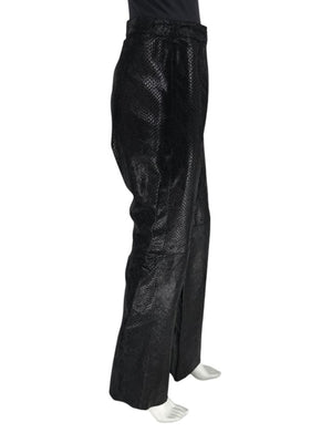 Adler Collection Black & Grey Faux Snake Embossed Leather Pantsuit – New with Tags