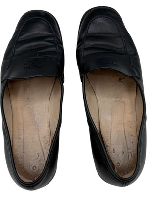 Chanel Black Leather Square Toe Loafers – Size 40