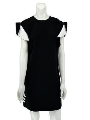 Givenchy Black & White Ruffle Sleeve Shift Dress - Size FR 40