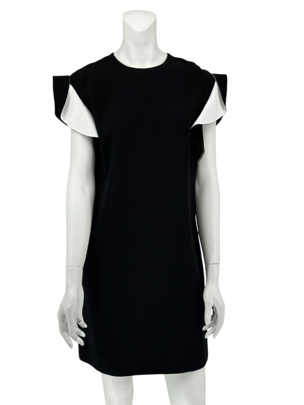 Givenchy Black & White Ruffle Sleeve Shift Dress - Size FR 40