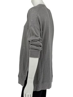 Brunello Cucinelli Grey Linen & Silk Sequin Sweater – Size L