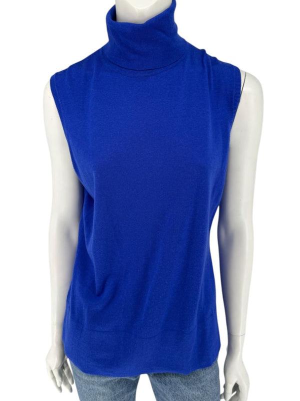Lafayette 148 New York Royal Blue Sleeveless Turtleneck Sweater – Size L
