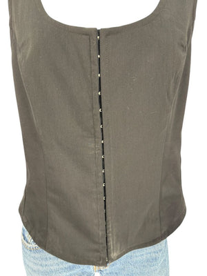 Ivan Grundahl Black Structured Hook-Front Corset Top – Size 44