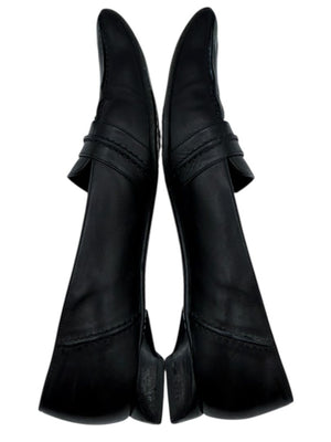 Chanel Black Leather Square-Toe Loafers – Size 41