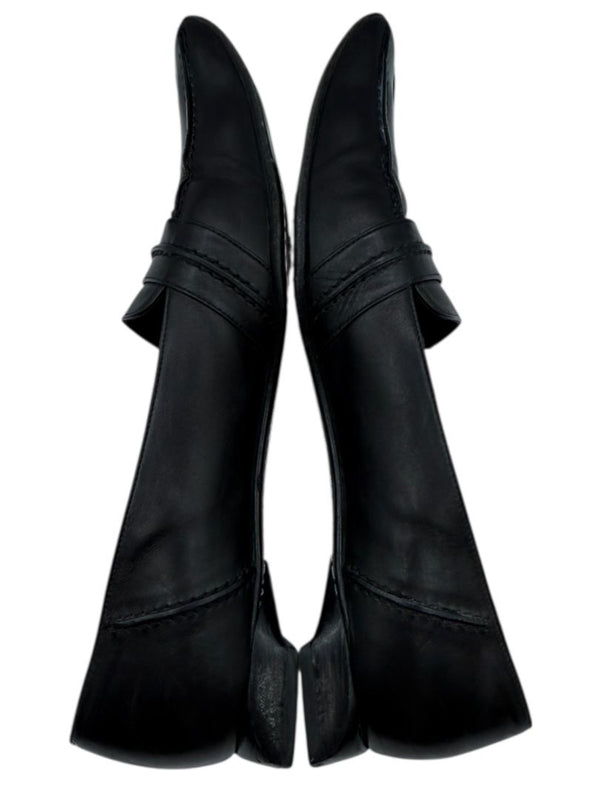 Chanel Black Leather Square-Toe Loafers – Size 41