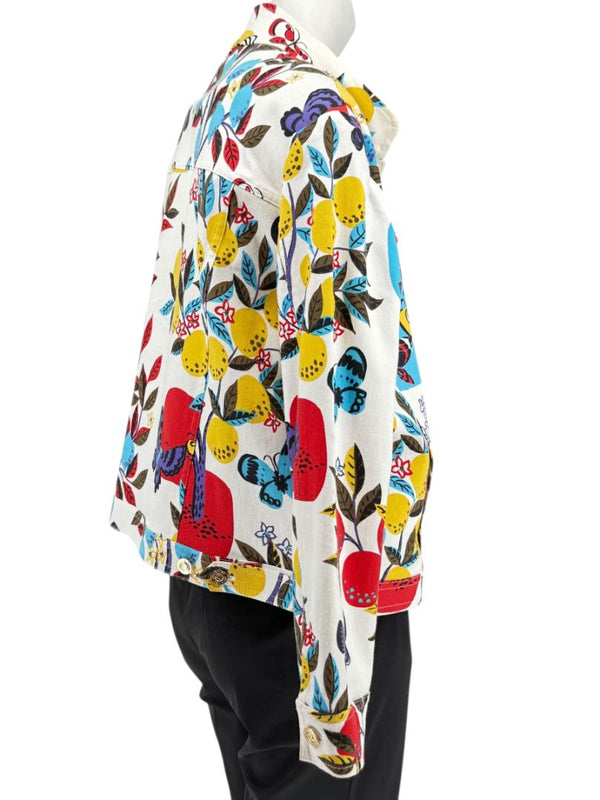 St. John Sport by Marie Gray Fruit & Butterfly Print T-Shirt &amp; Denim-Style Jacket Set – Size XL