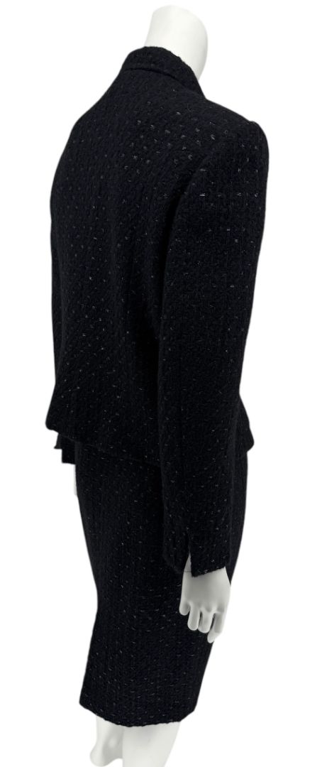 Les Copains Black Textured Wool Blend Skirt Suit – Size 10 (NWT)