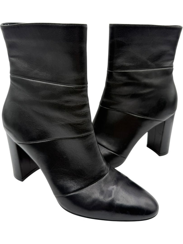 Gianvito Rossi Black Leather Block Heel Ankle Boots – Size 39.5