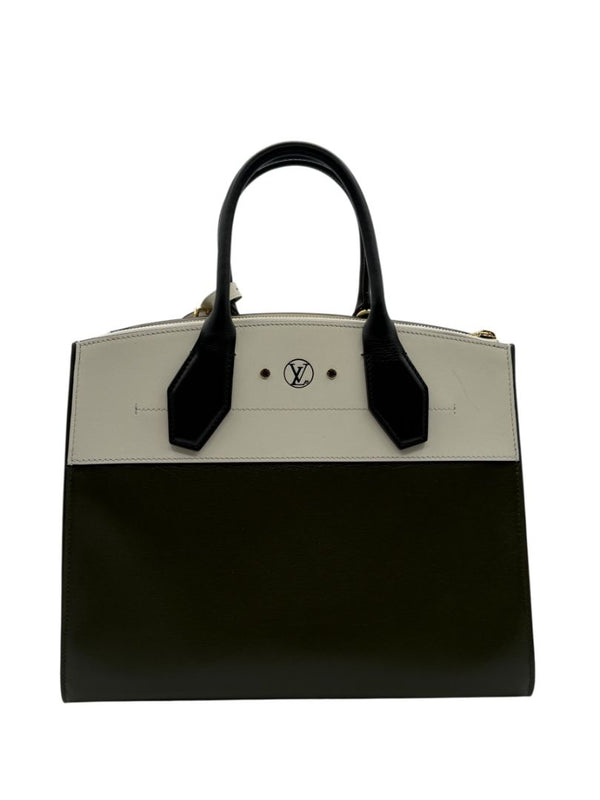 Louis Vuitton White/Green Leather City Steamer MM Bag