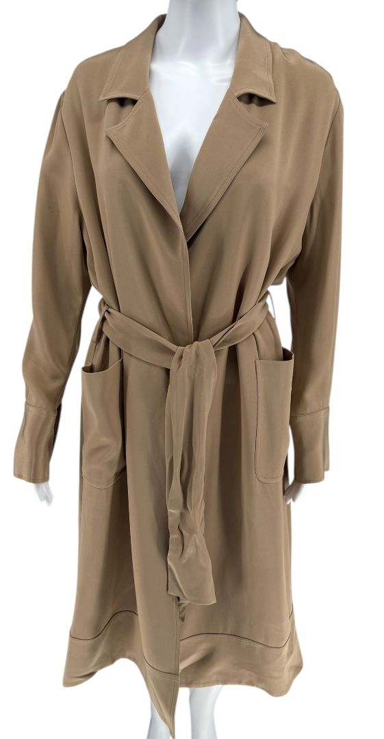 Kiton Camel Silk Belted Jacket – Size 44 (IT)