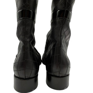 Chanel Quilted Calfskin & Patent Leather Mid-Calf Boots – Size 40 (EU)