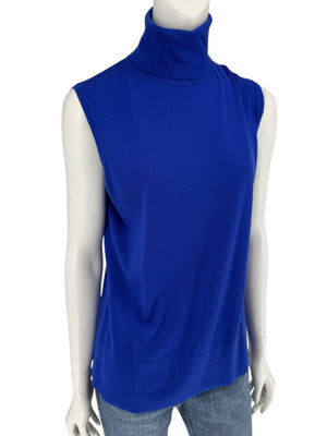 Lafayette 148 New York Royal Blue Sleeveless Turtleneck Sweater – Size L
