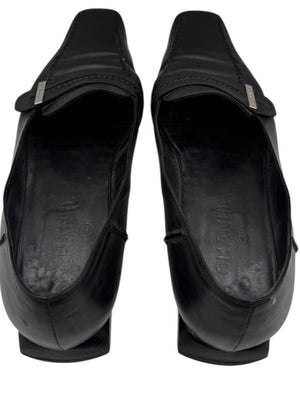 Chanel Black Leather Square-Toe Loafers – Size 41