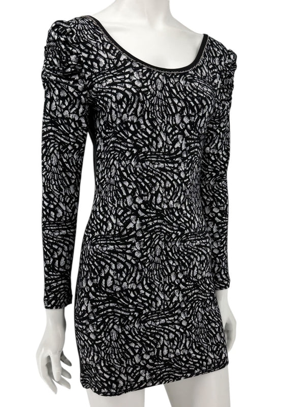 Custo Barcelona Long-Sleeve Printed Mini Dress – Size 0