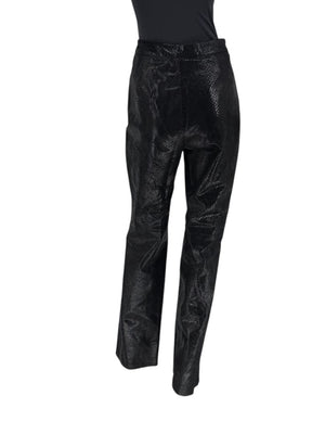 Adler Collection Black & Grey Faux Snake Embossed Leather Pantsuit – New with Tags