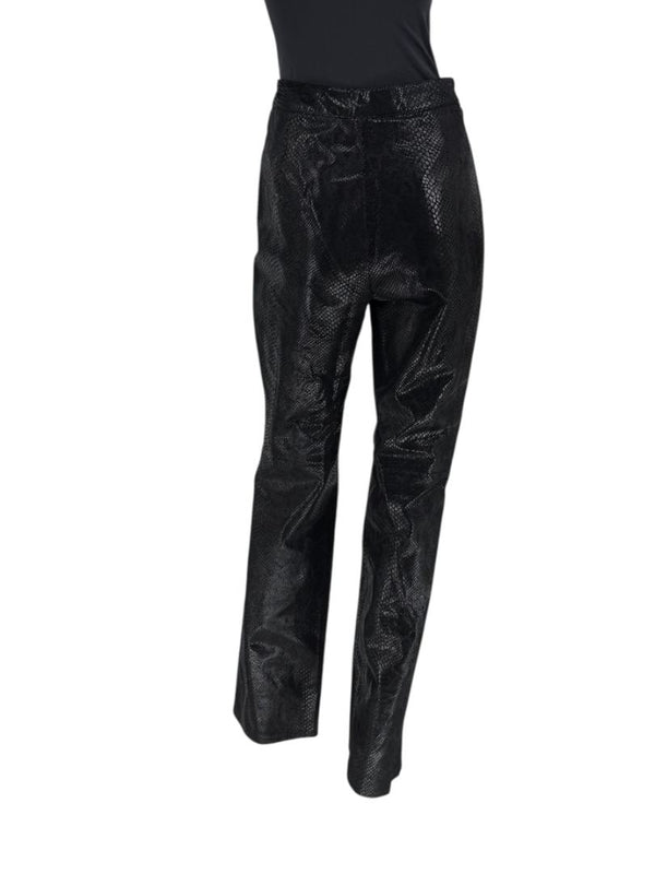 Adler Collection Black & Grey Faux Snake Embossed Leather Pantsuit – New with Tags