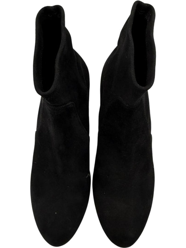 Charlotte Olympia Black Suede Ankle Booties with Studded Gold Heels – Size 39