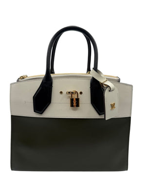 Louis Vuitton White/Green Leather City Steamer MM Bag