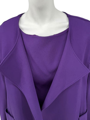 Pamella Roland Purple 2-Piece Dress & Coat Set Sheath Dress & Jacket – Large