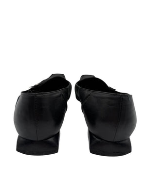 Chanel Black Leather Square-Toe Loafers – Size 41
